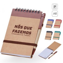 Bloco de notas A6 Ecológico com Caneta personalizado para brindes 05064