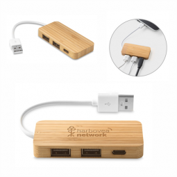Hub em bambu com 2 portas 97127