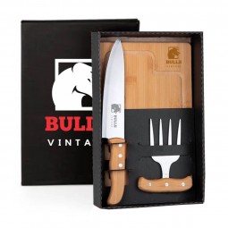 Kit Para Churrasco Em Bambu Com Garfo 4 Dentes ME-19903