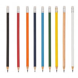 Lápis resinado colorido com borracha e grafite preto, guarnição prateada