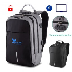 Mochila personalizada para notebook com cadeado e saída USB - MC538