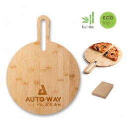 Tabua bambu aperitivos e pizza personalizada para brindes 94259 Caraway Round