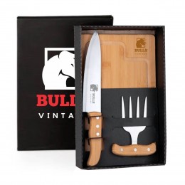 Kit Para Churrasco Em Bambu Com Garfo 4 Dentes ME-19903